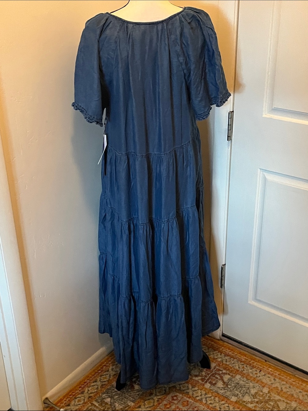 Tracy Evans Deep Blue V-Neck Tiered Maxi Dress Size L - Picture 6 of 8
